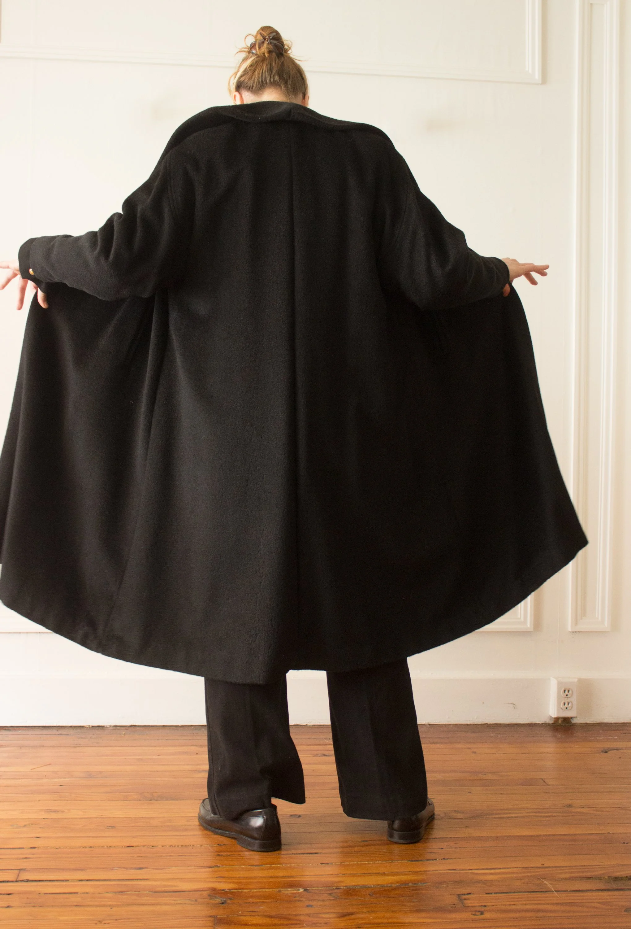 1950s Black Mohair Shawl Collar Swing Coat Wayward Collection